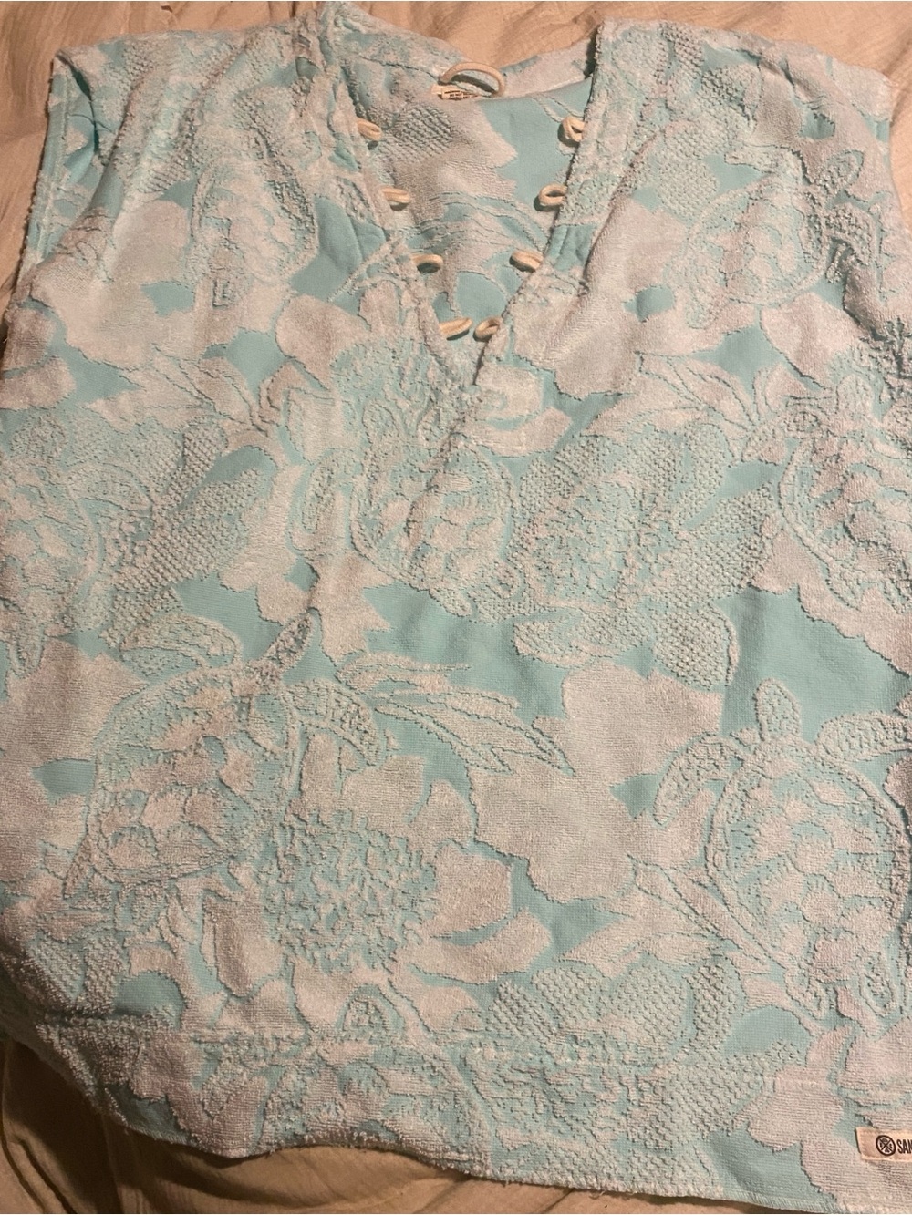 SANDCLOUD floral turtle Light Blue Beach Cover-Up dress tunic organic cotton - Picture 2 of 6